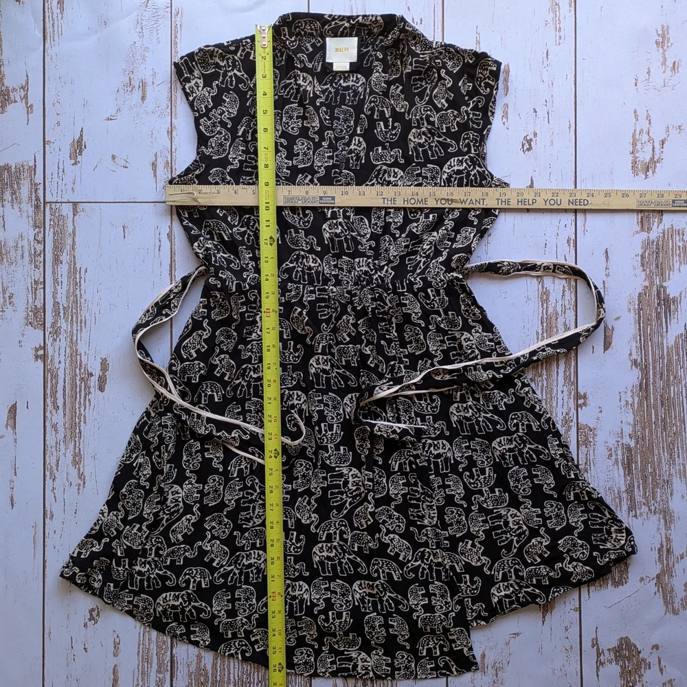 Anthropologie Maeve Black and Cream Elephant Patterned Midi Dress Size Medium - Picture 11 of 12
